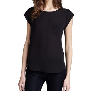 Joie Rancher Silk Pocket Top in Caviar/Black